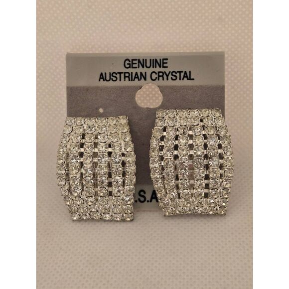 Vintage Austrian Crystal Clip On Earrings - Picture 1 of 4